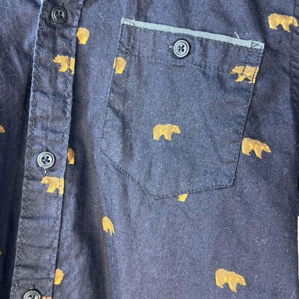 Nomad Little Boys long Sleeve Button Down Bear embroidered shirt Size 6 L - Picture 3 of 8